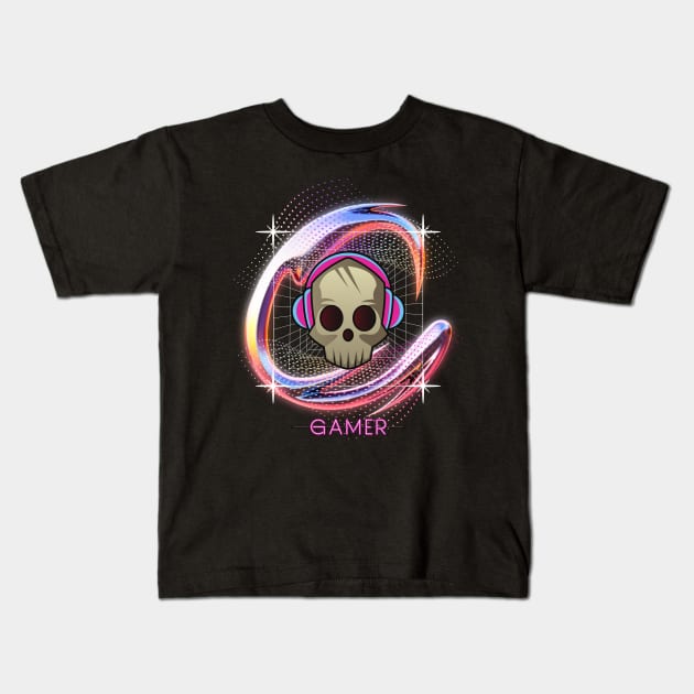Futuristic Gamer Console Gaming Aesthetic Kids T-Shirt by NostalgiaUltra